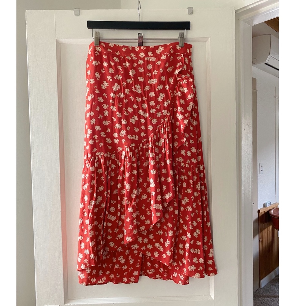 Madewell Ruffle-Wrap Midi Skirt